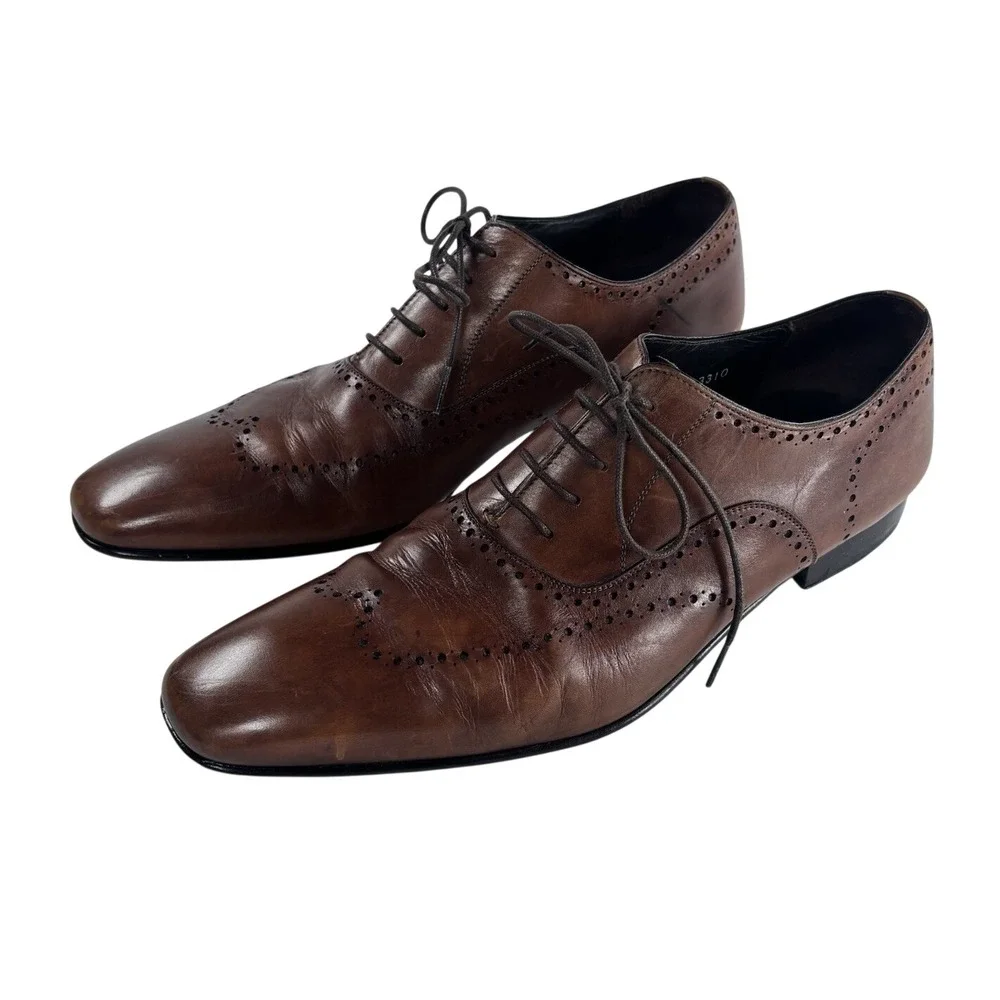 Mezlan Brown Leather Wingtip Oxford Men's Dress Shoes Sz 12 M Old Money Academia